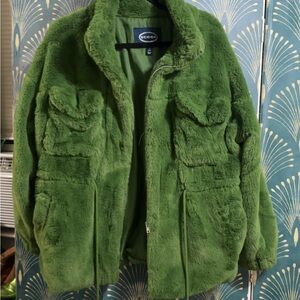 Scoop NYC Green Teddy Jacket